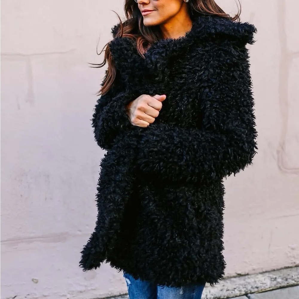 SHAGGY Women Winter Warm Teddy Bear Jacket Fluffy Coat Long shaggy Overcoat